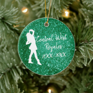 Personalisiertes Drill-Team   Grün und Weiß Keramik Ornament