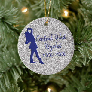Personalisiertes Drill-Team   Navy Blue und Silver Keramik Ornament