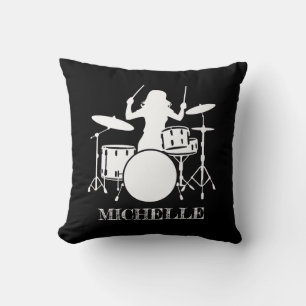 Personalisiertes Drummer Girl Trommeln Schlagzeu Kissen