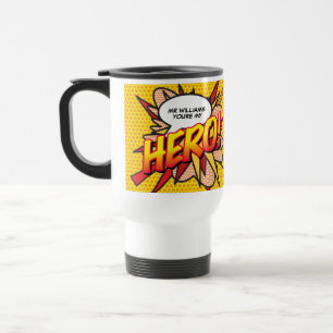 Personalisiertes Du bist mein HERO Comic-Book-Pop- Reisebecher