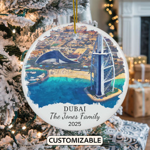 Personalisiertes Dubai-Ornament, Reisegeschenk Keramik Ornament