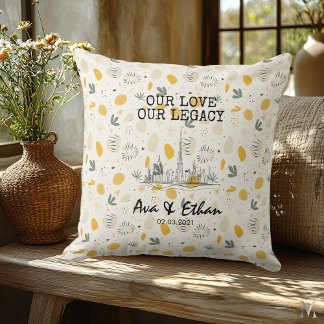 Personalisiertes Dubai Skyline mit floralem Muster Kissen