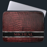 Personalisiertes dunkelrotes Imitat Leather Laptopschutzhülle<br><div class="desc">Laptop Sleeve. Mit einem Personalisierten, dunkelroten Leder-Imitat-Design für Sie bereit, um sich zu personalisieren. ✔ HINWEIS: ÄNDERN SIE NUR DIE VORLAGEBEREICHE, DIE SIE BENÖTIGEN! 😀 Sie können den Text bei Bedarf entfernen und neu hinzufügen, was immer Sie möchten und welchen Schriftart Sie möchten. 📌 Wenn Sie weitere Anpassungen benötigen, klicken...</div>