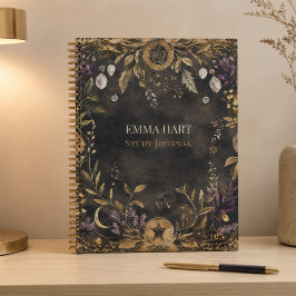 Personalisiertes dunkles botanisches Hexen-Studien Notizbuch