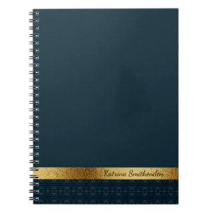 Personalisiertes Dunkles Navy Blau und Gold Notizblock