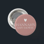 Personalisiertes Dusty Pink/Rose Kindermädchen Button<br><div class="desc">Weitere Optionen für den Wortlaut der Babydusche finden Sie in der vollständigen Sammlung: https://www.zazzle.com/collections/dusty_pink_rose-119320912565185572?rf=238296117664346256</div>