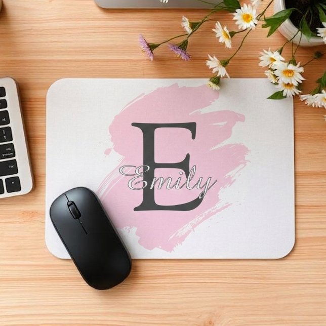 Personalisiertes Dusty Rose Monogramm-Mauspad Mousepad (Fully customizable monogram mousepad)