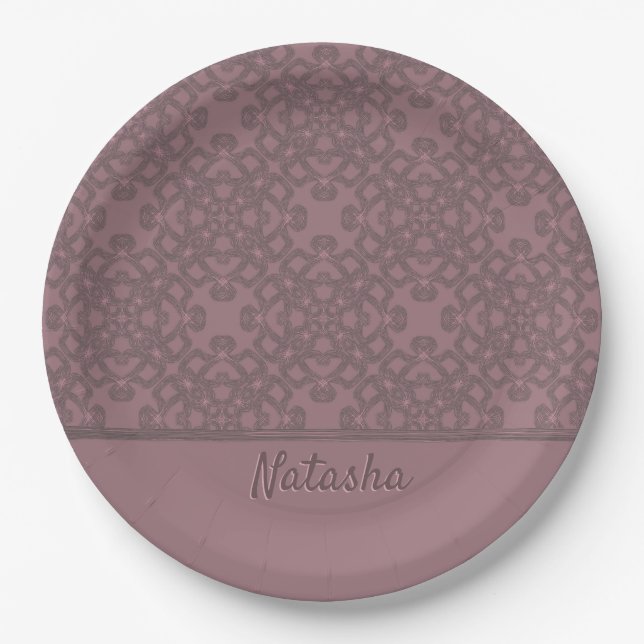 Personalisiertes Dusty-Rose-Muster Pappteller (Vorderseite)