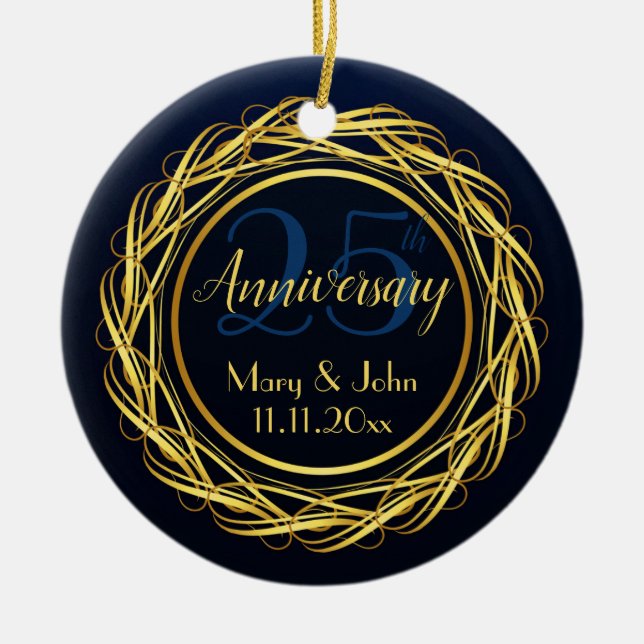 Personalisiertes Edelgold Jubiläum Keramik Ornament (Vorne)
