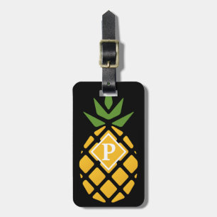 Personalisiertes Editable Schwarzes der Ananas- Gepäckanhänger