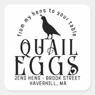 PERSONALISIERTES EGG CARTON LOGO Wachteleier mit H Quadratischer Aufkleber