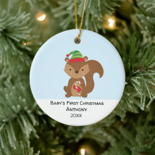 Personalisiertes Eichhörnchen Babys Erste Weihnac Keramik Ornament