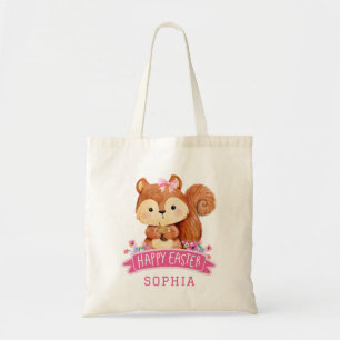 Personalisiertes Eichhörnchen Happy Oaster Pink Tragetasche