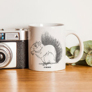 Personalisiertes Eichhörnchen Illustriert Wildlife Kaffeetasse