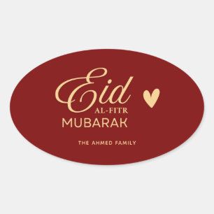 Personalisiertes Eid al-Fitr Mubarak oval in Gold Ovaler Aufkleber