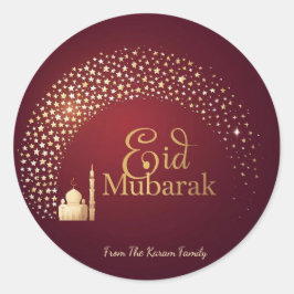 Personalisiertes Eid Mubarak Muslim modern Klassik Runder Aufkleber