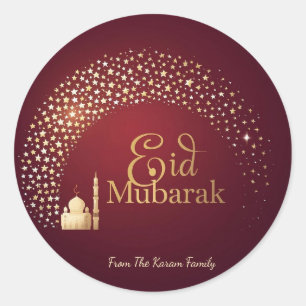 Personalisiertes Eid Mubarak Muslim modern Klassik Runder Aufkleber