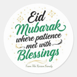 Personalisiertes Eid Mubarak Muslim modern Klassik Runder Aufkleber