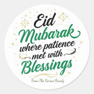 Personalisiertes Eid Mubarak Muslim modern Klassik Runder Aufkleber
