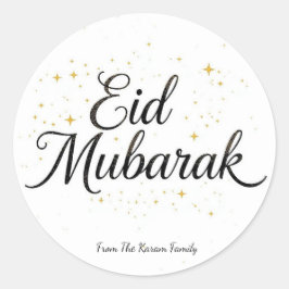 Personalisiertes Eid Mubarak Muslim modern Klassis Runder Aufkleber
