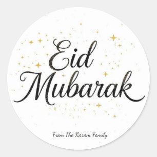 Personalisiertes Eid Mubarak Muslim modern Klassis Runder Aufkleber