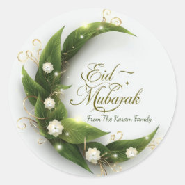 Personalisiertes Eid Mubarak Muslim modern Klassis Runder Aufkleber