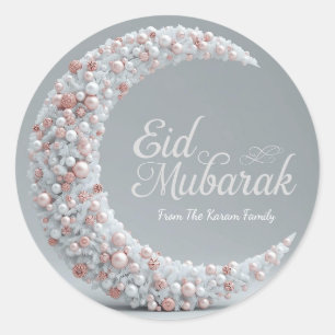 Personalisiertes Eid Mubarak Muslim modern Klassis Runder Aufkleber