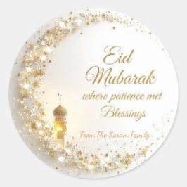 Personalisiertes Eid Mubarak Muslim modern Runder Aufkleber