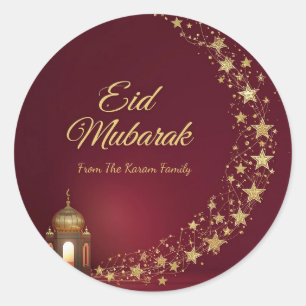Personalisiertes Eid Mubarak Muslim modern Runder Aufkleber