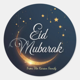 Personalisiertes Eid Mubarak Muslim modern Runder Aufkleber