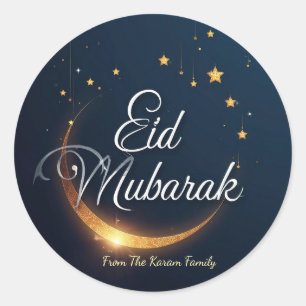 Personalisiertes Eid Mubarak Muslim modern Runder Aufkleber