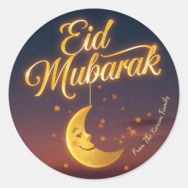 Personalisiertes Eid Mubarak Muslimisch modern Runder Aufkleber