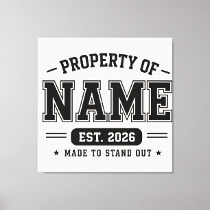 Personalisiertes Eigentum von Name – Varsity Style Leinwanddruck