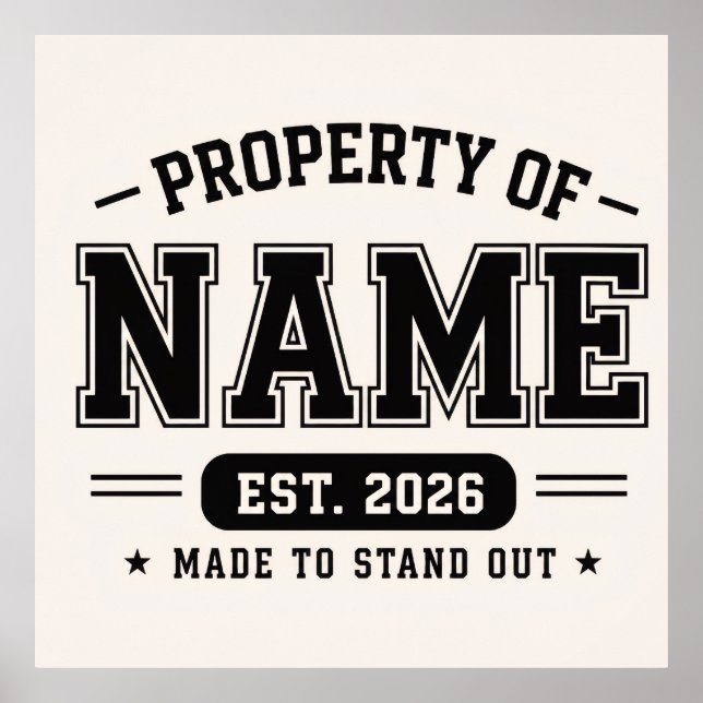 Personalisiertes Eigentum von Name – Varsity Style Poster (Vorne)