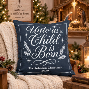 Personalisiertes Ein Kind Wird Geboren Weihnachts Kissen