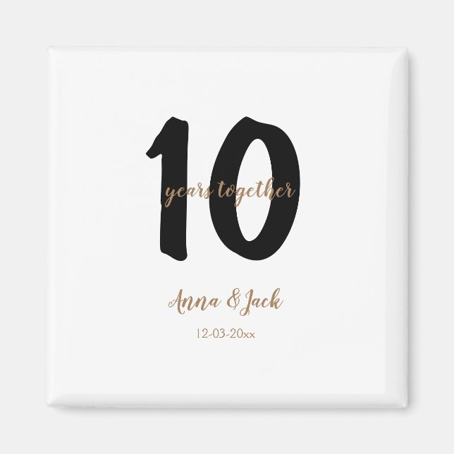 personalisiertes einfaches 10-jähriges Namensdatum Magnet (Vorne)
