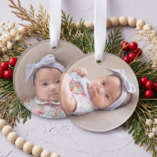 Personalisiertes einfaches 2-Foto-Andenken für neu Ornament