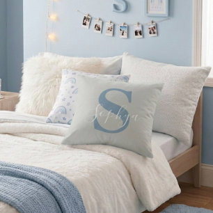 Personalisiertes einfaches blaues Monogramm Kissen