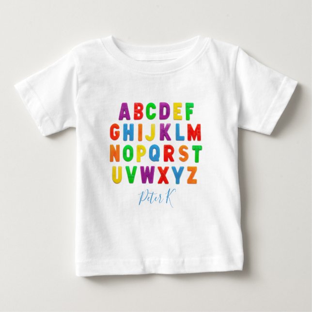 personalisiertes, einfaches frühes Lernen ABC Baby T-shirt (Vorderseite)