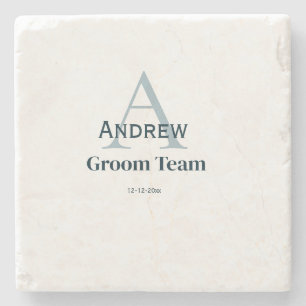 personalisiertes einfaches Monogramm Bräutigam Tea Steinuntersetzer