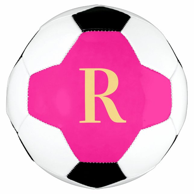 Personalisiertes einfaches Monogramm, Hot Pink Fußball (Vorderseite)