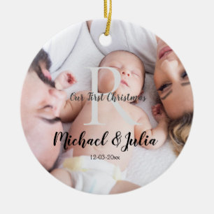 personalisiertes einfaches Monogramm Name erstes W Keramik Ornament