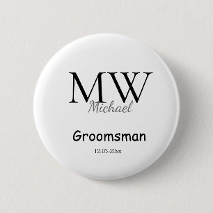 personalisiertes einfaches Monogramm Name Trauzeug Button