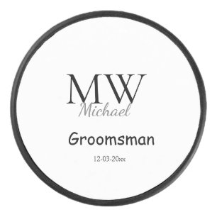 personalisiertes einfaches Monogramm Name Trauzeug Eishockey Puck