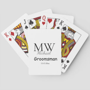 personalisiertes einfaches Monogramm Name Trauzeug Spielkarten