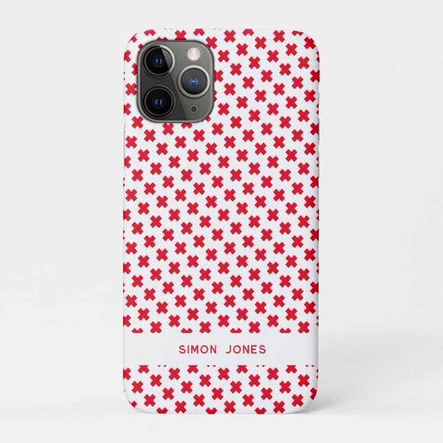 Personalisiertes einfaches Muster Rotes Kreuz Case-Mate iPhone Hülle (Rückseite)