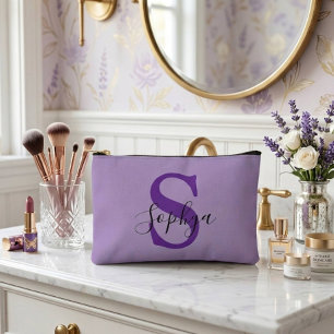 Personalisiertes einfaches violettes Monogramm Zubehörtasche