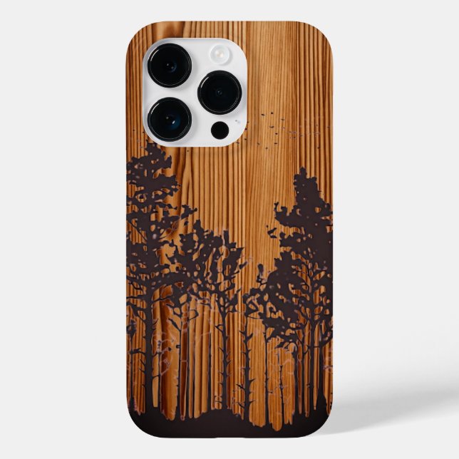 Personalisiertes eingraviertes Holz - Holz Case-Mate iPhone 14 Pro Hülle (Rückseite)