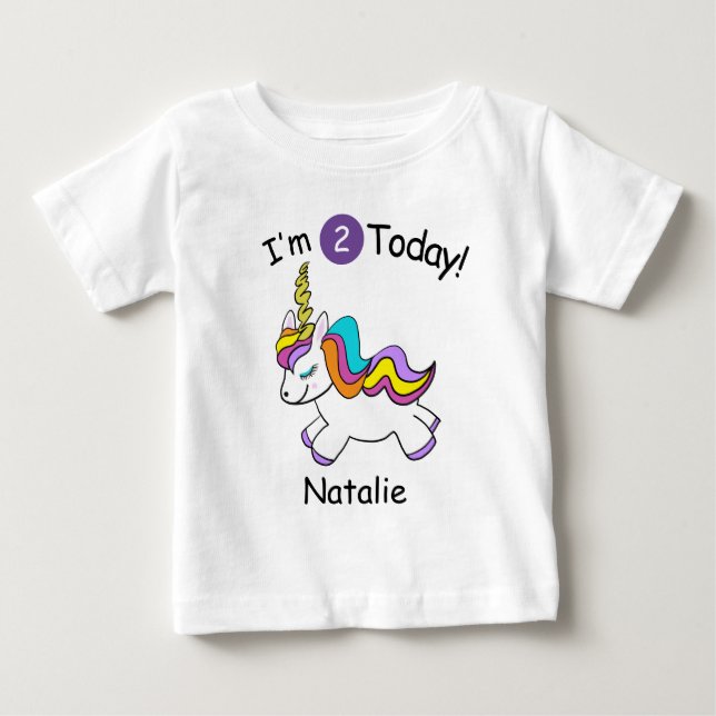 Personalisiertes Einhorn Baby T-shirt (Vorderseite)
