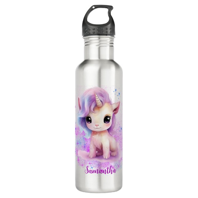Personalisiertes Einhorn-Design Edelstahlflasche (Vorderseite)